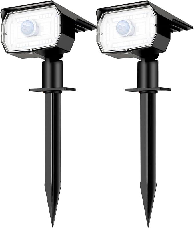 nipify Solar Spot Lights Outdoor Motion Sensor with 3 Modes, Solar Spotlights Outdoor Waterproof 2-in-1 Auto On/Off Solar Landscape Lighting for Outside Yard Wall Garden Pathway, Cool White, TBD-33