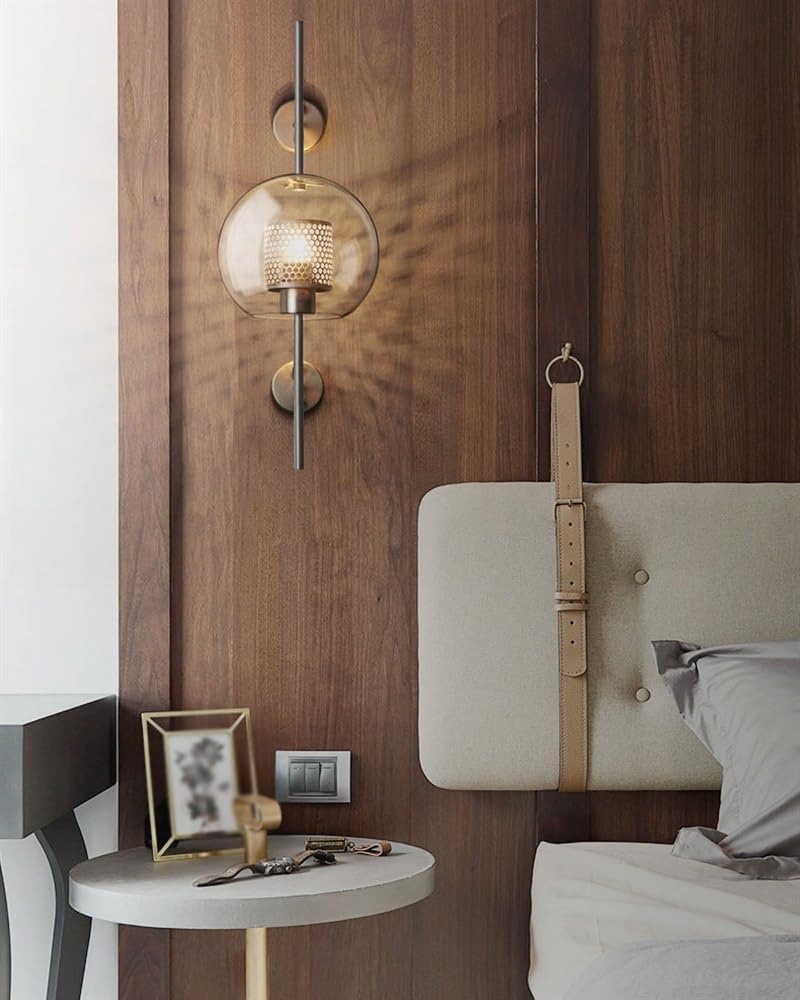 Retro Industrial Luxuries Glass Ball Wall Lamp Sconce with Bronze