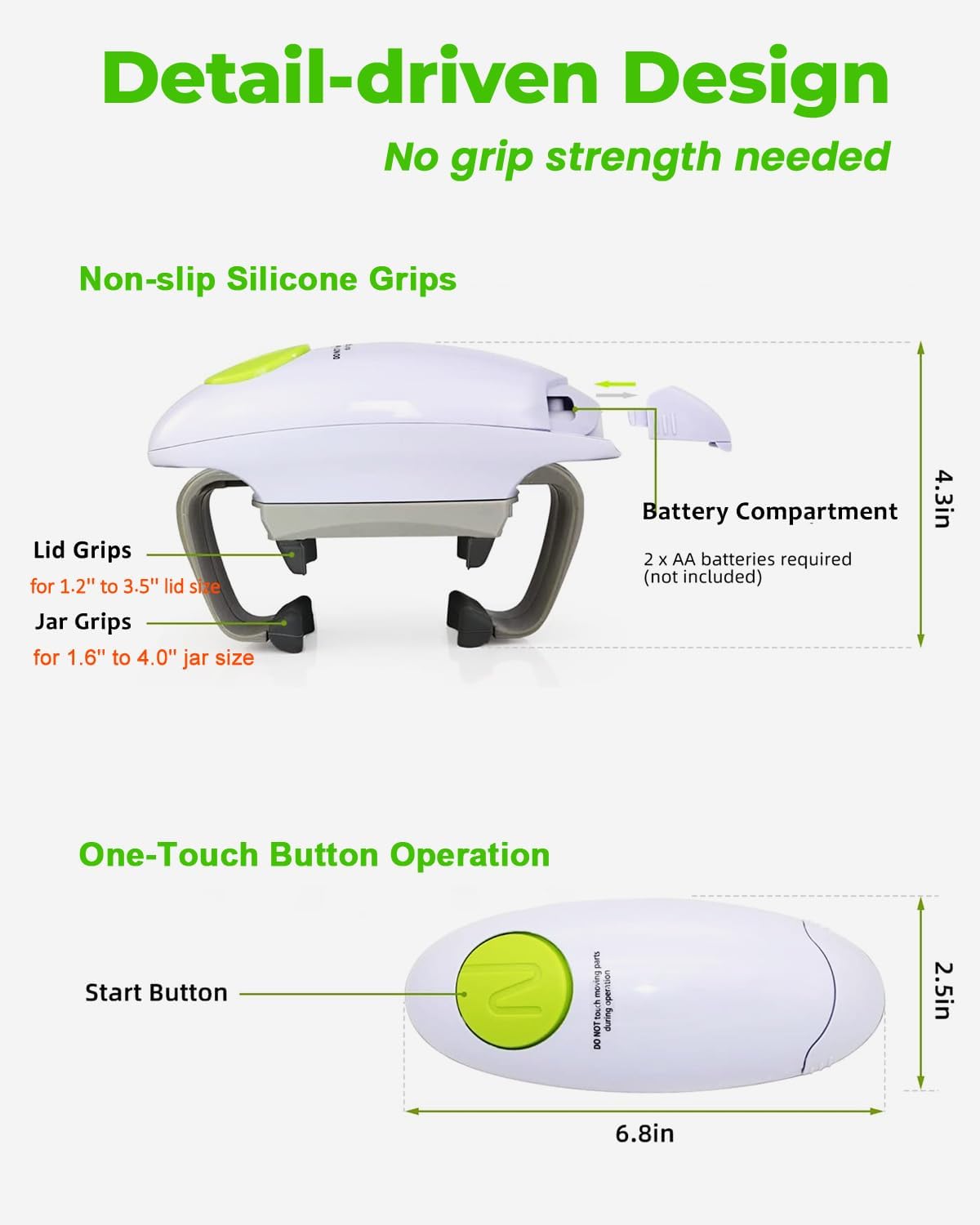 Electric Jar Opener for Seniors, One-Touch Bottle & Lid Opener