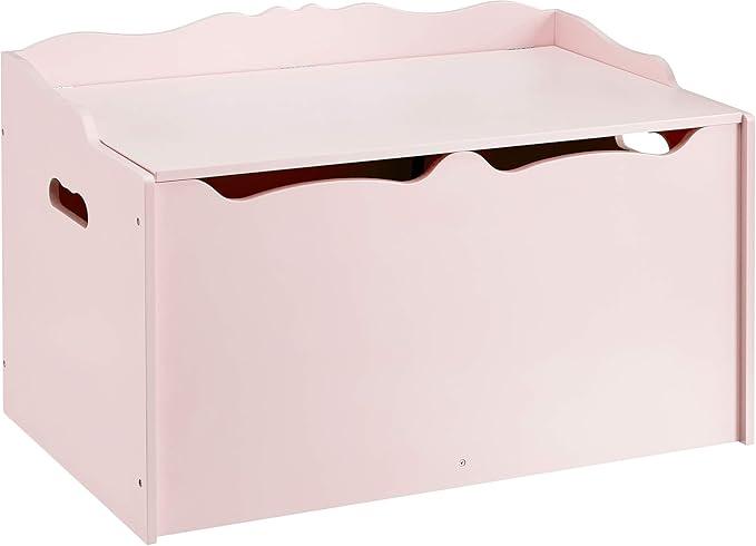 Amazon Basics Kids Toy Box, Wooden Organizer Storage Chest, Pink, 30