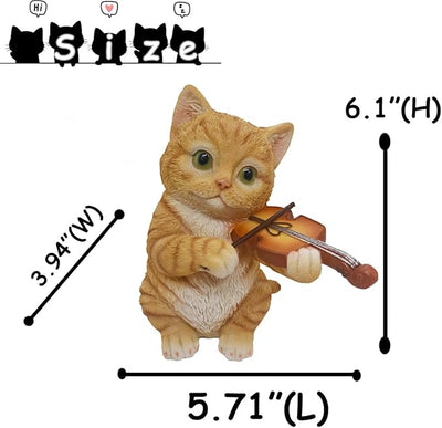 Orange Tabby Cat Garden Statue Decor, Resin Cute Sculptures Gift for Cat Lovers, Pet Memorial Stones for Loss of Pet, Kitty Figurine Art Decoration for Bedroom