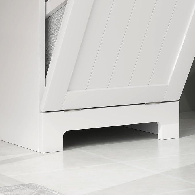 HOMCOM Laundry Hamper with Removable Basket, Tilt Out Hamper with Drawer and Beadboard Door, Bathroom Storage Cabinet, White