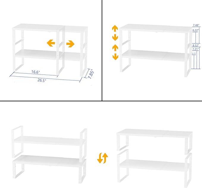Expandable,Stackable Spice Rack,Seasoning Organizer and Storage,Spices Jar Racks for Cabinet,Countertop, Metal Pantry, Cupboard,Laundry Storages,Heavy Duty(1 Pack/Medium/White)