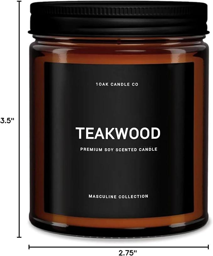 1OAK Scented Candles for Men - Teakwood & Masculine - Soy Wax, Long Burning Premium
