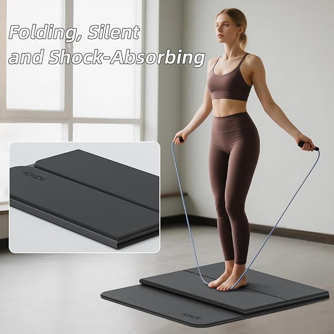 Foldable Yoga Mat Extra Thick 0.32 Inches Eco-Friendly POE Material, Non-Slip Design Fitness Mats, Multi-Purpose Workout Mats For Studio or Home Use (70 x 24 x 0.32 inches）