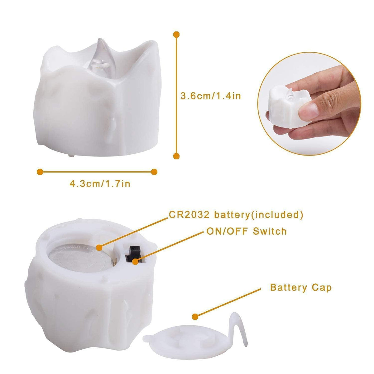 24 Flickering Tea Lights with Timer, Extra Batteries Included