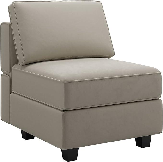 Belffin Modular Sofa Middle Module with Storage Accent Armless Chair for Modular Sectional Sofa Couch Velvet Grey