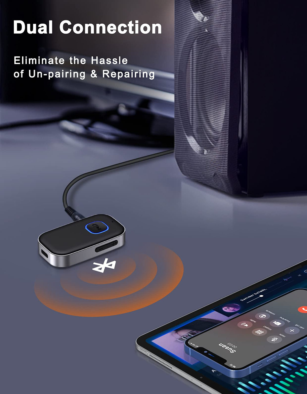 Bluetooth Receiver for Car, Noise Cancelling 3.5mm AUX Adapter
