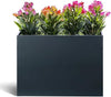 BAYN Metal Rectangular Planter Box Tall Planters for Outdoor Plants Modern Heavy Duty with Drainage Holes for Outside Indoor Patio Deck - Grey, 32”x 12”x 24”