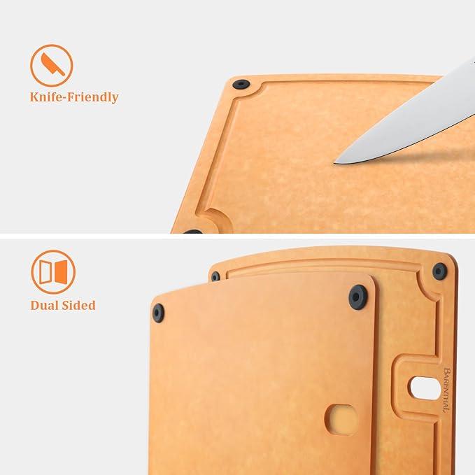 Cutting Boards for Kitchen Dishwasher Safe Eco-Friendly Composite Cutting Board Set of 2, Reversible Chopping Board with Handles & Juice Grooves, Small & Large Cutting Board for Countertop