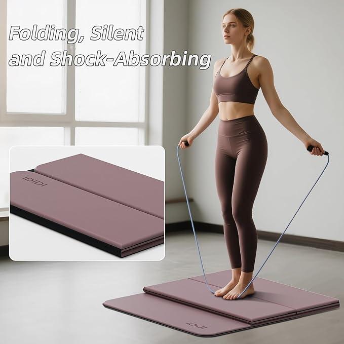 Foldable Yoga Mat Extra Thick 0.32 Inches Eco-Friendly POE Material, Non-Slip Design Fitness Mats, Multi-Purpose Workout Mats For Studio or Home Use (70 x 24 x 0.32 inches）