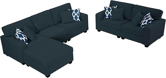 L Lengend Vansen Modular Sectional Sofa U Shaped Couch with Ottoman Modern Reversible Corner Sectional Couch for Living Room (Charcoal, 2+3 with Ottoman)