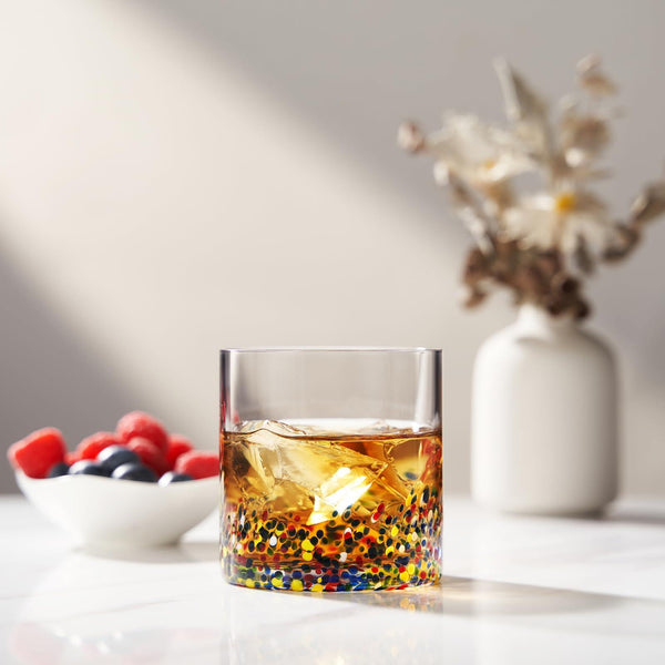 The Wine Savant Mexican Style Glass Hand Blown Colorful Artisan - Confetti Rock