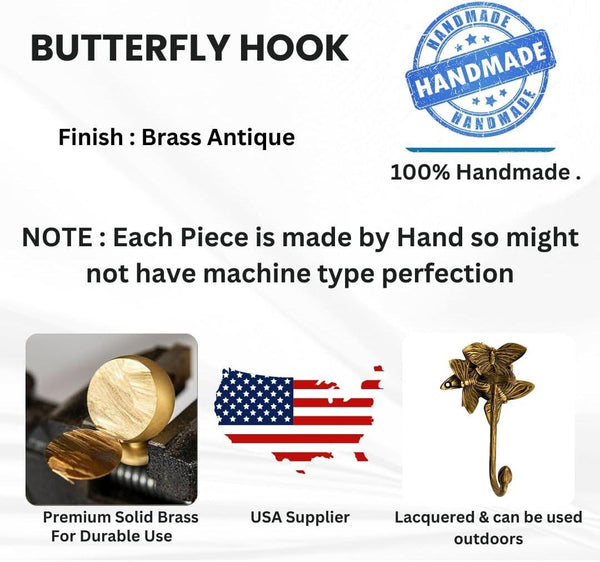 Brass Butterfly Hook - Antique Brass