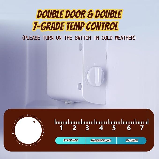 2.4 Cu.ft Mini Fridge Small Refrigerator with Freezer Dual Door Dorm Fridge for Personal Senven Temp Gear Suit for Apartment, Bedroom, Rv Silver