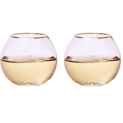 The Wine Savant Colored Blush Pink & Gilded Rim Wine Glass, Large 18oz Glasses 2-Set Vibrant Color Vintage Tumblers for White & Red, Water, No Stem Glasses, Gift Idea (Stemless Wine glasses)