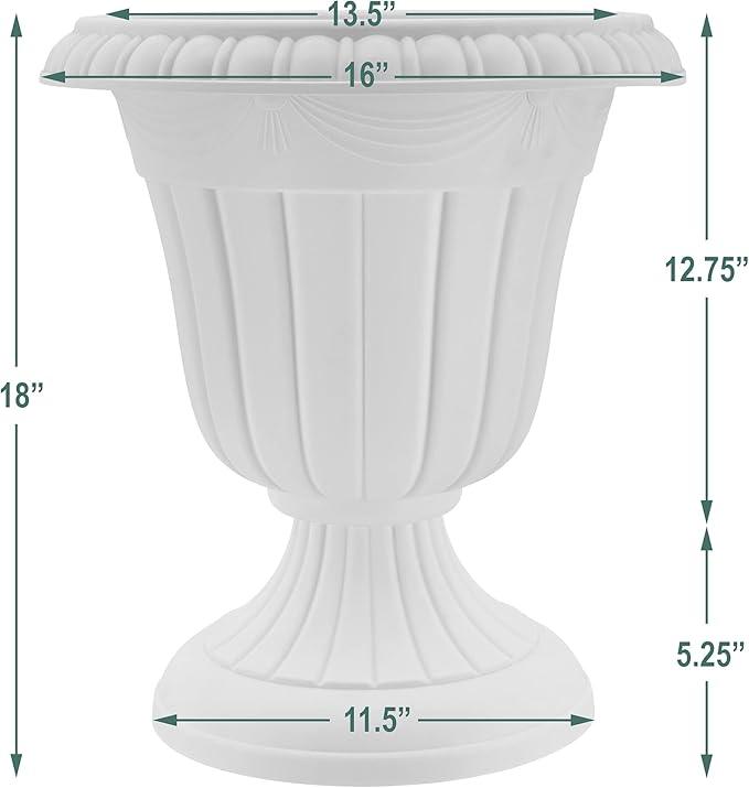 PL00CW Classic Traditional Plastic Urn Planter Indoor/Outdoor, 16