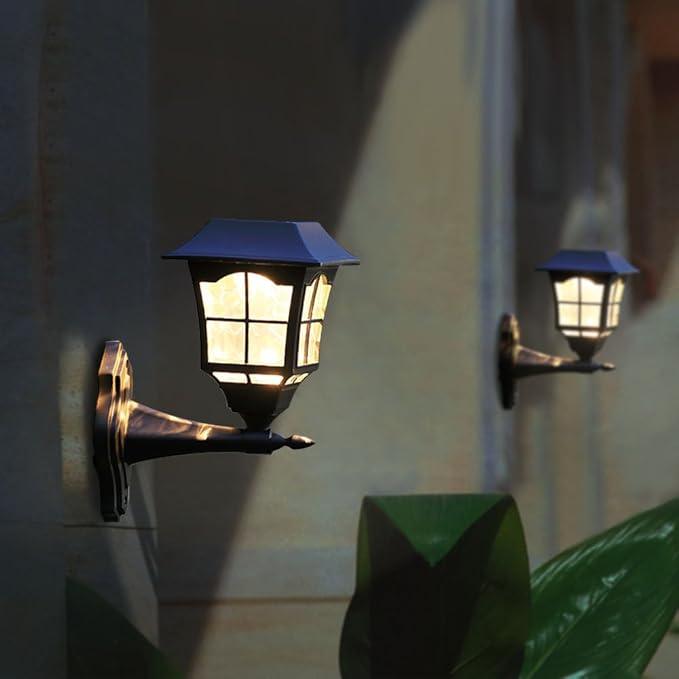MAGGIFT 4 Pack Solar Wall Lantern Outdoor Playhouse Lights Waterproof 15 Lumens Solar Wall Sconce Light Fixture with Wall Mount Kit for Storage Shed Fence Garden Decor