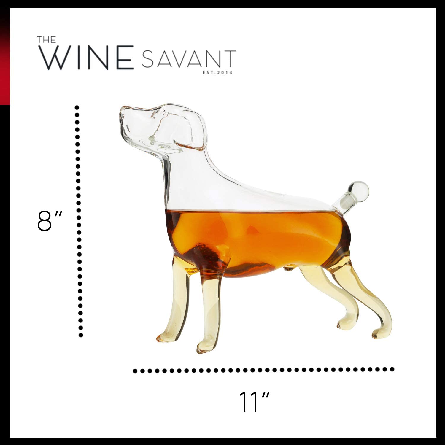 Dog Animal Wine & Whiskey Decanter The Wine Savant - Beautiful Profile of A Labrador Dog 500ml - Whiskey, Wine Scotch or Liquor Decanter