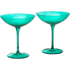 Champagne Coupes 12oz by The Wine Savant - Colorful Champagne Glasses, Prosecco, Mimosa Glasses Set, Cocktail Glass Set, Bar Glassware Luster Glasses (2, Teal)