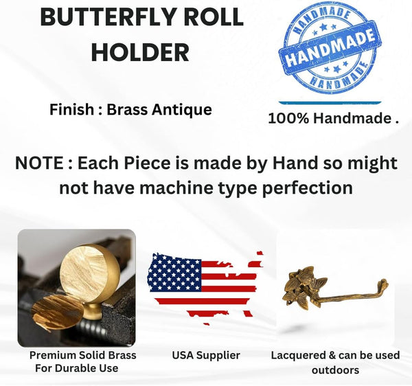 Brass Butterfly Roll Holder - Antique Brass