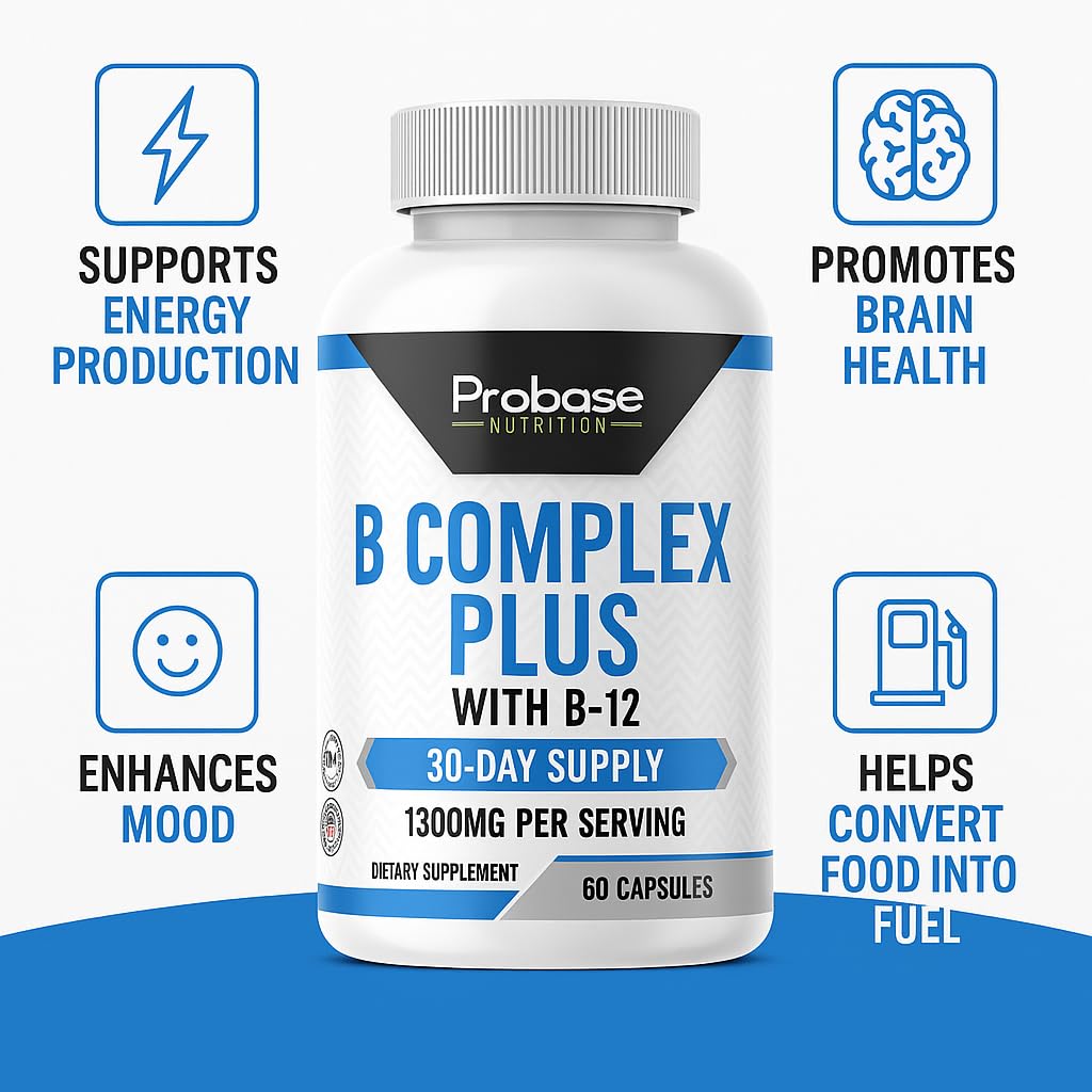 Probase Nutrition B Complex Plus with B-12 60 Capsules 30-Day Supply