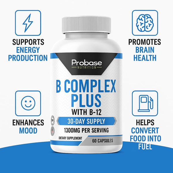Probase Nutrition B Complex Plus with B-12 60 Capsules 30-Day Supply