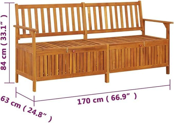 vidaXL Stable Solid Acacia Wood Storage Bench - Weather-Resistant Wooden Patio Furniture with Ample Storage Space & Comfortable Seating