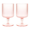 Khen Ripple Textured Blush Pink Stemmed Glass Wine Goblets | Set of 2