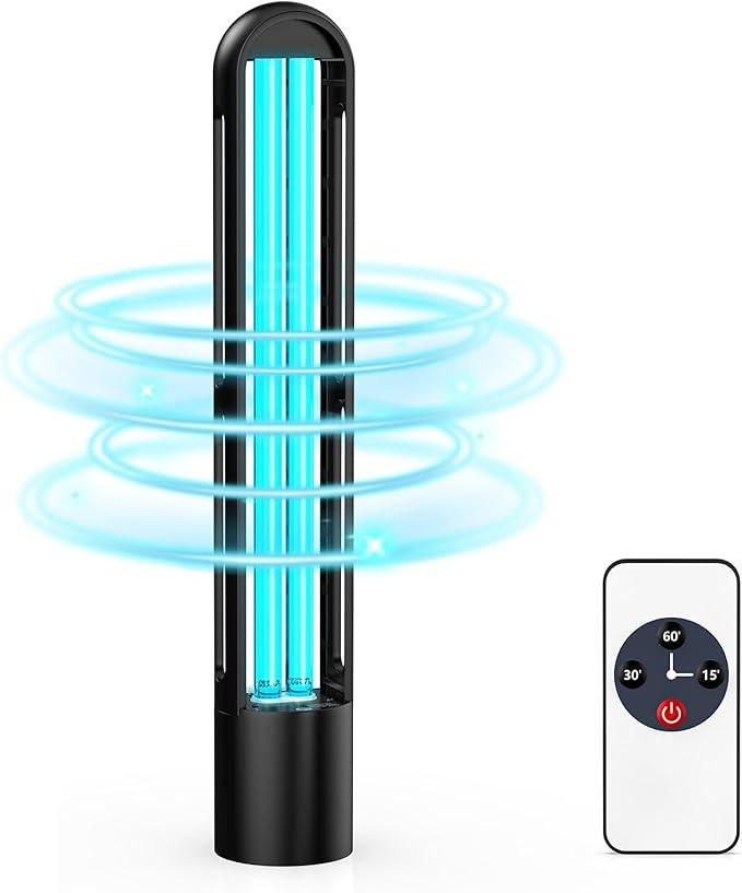 UV Light Sanitizer, Ultraviolet Lamp with Remote Control for Bed Bugs and Dust Mites, Home Disinfection Device UV Lamp for Home, Room & Kitchen, Ultraviolet Light with 3 Speed Timings