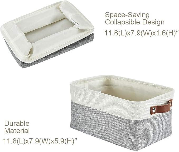 DECOMOMO Small Storage Basket, Closet Storage Bins, Baskets for Organizing Shelves (Grey & White, Small - 6 Pack)