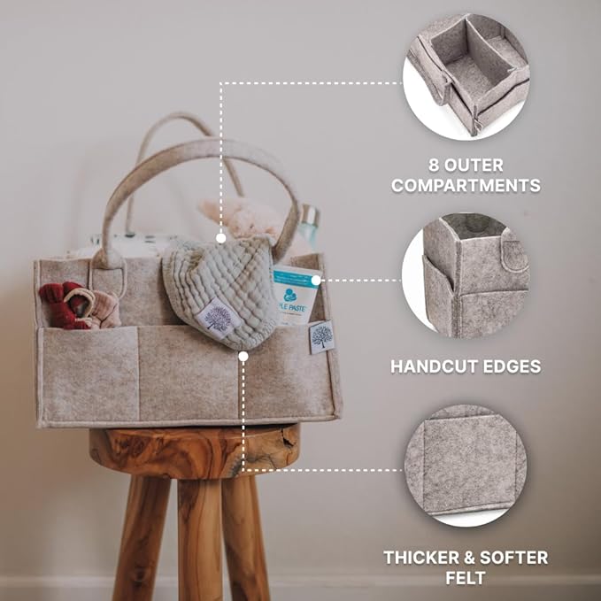 Parker Baby Diaper Caddy - Nursery Storage Bin and Car Organizer for Diapers and Baby Wipes - Oatmeal, Regular