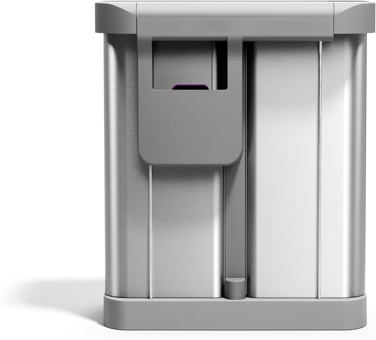 simplehuman 58 Liter / 15.3 Gallon Rectangular Hands-Free Dual Compartment Recycling Kitchen Step Trash Can with Soft-Close Lid, Brushed Stainless Steel