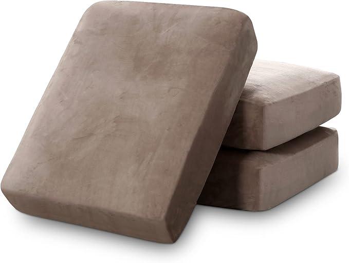 PrinceDeco Velvet Stretch Couch Cushion Cover Soft Cushion Slipcover for Chair Loveseat Sofa Furniture Protector Seat Cushion Sofa Cover (Each Width Up to 29.5