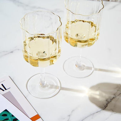 Flower Vintage Wine Glassware - Set of 2-13 oz Colorful Cocktail, Martini & Champagne Glasses, Prosecco, Mimosa Glasses Set, Cocktail Glass Set, Bar Glassware Luster Glasses 7