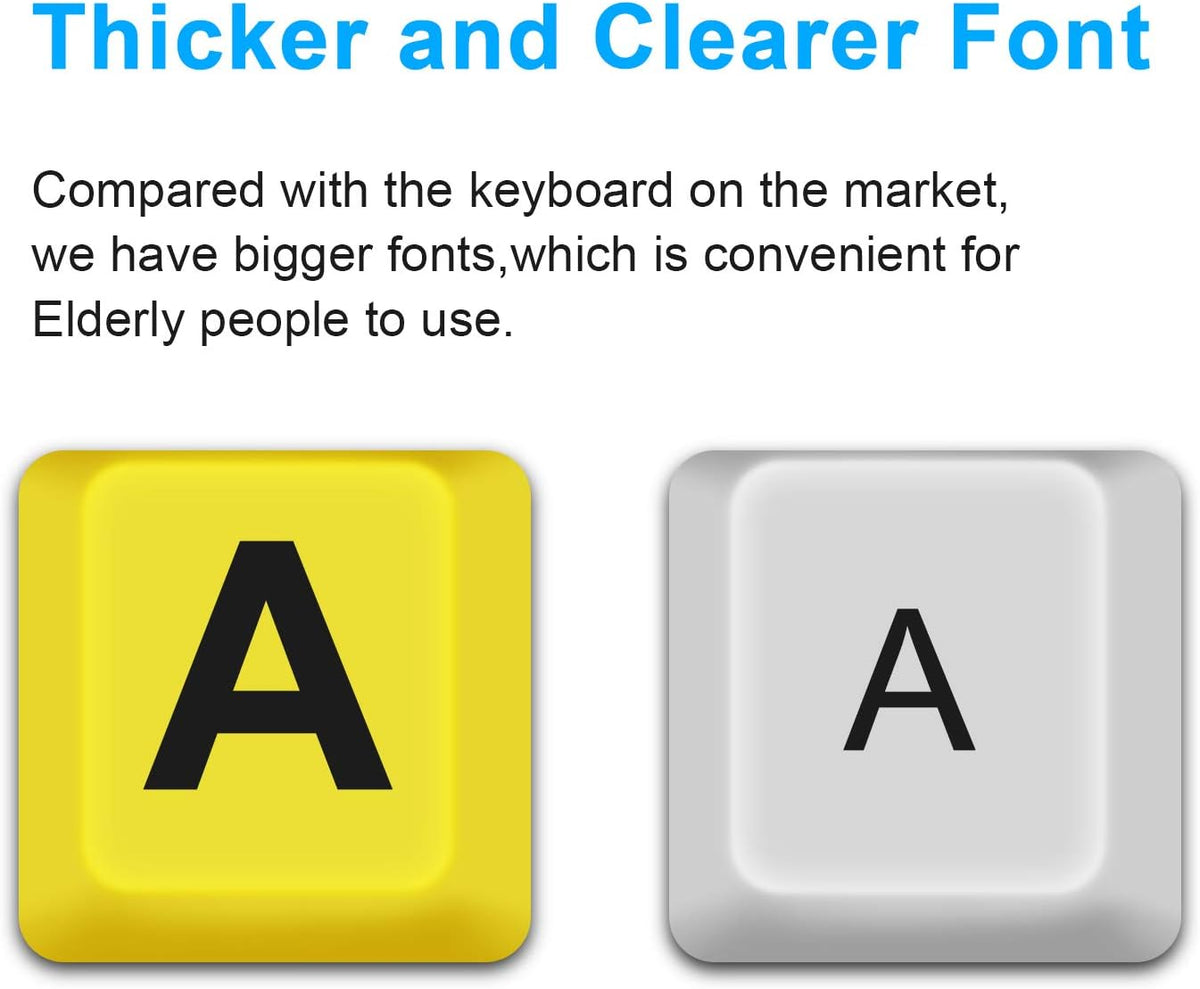 Large Print Keyboard for Seniors with High Contrast Yellow Keys, Wired USB, Low Vision