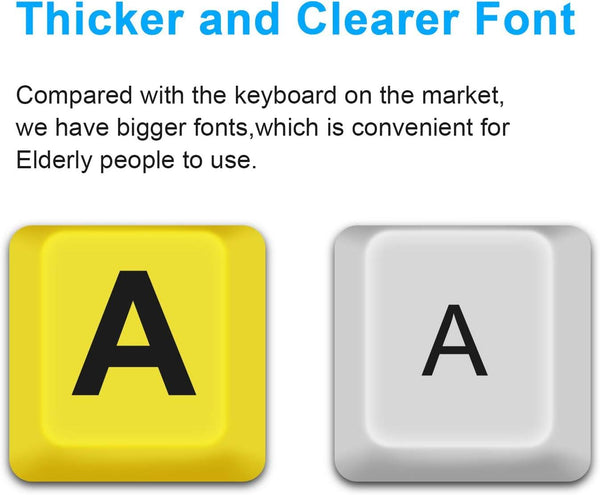 Large Print Keyboard for Seniors with High Contrast Yellow Keys, Wired USB, Low Vision