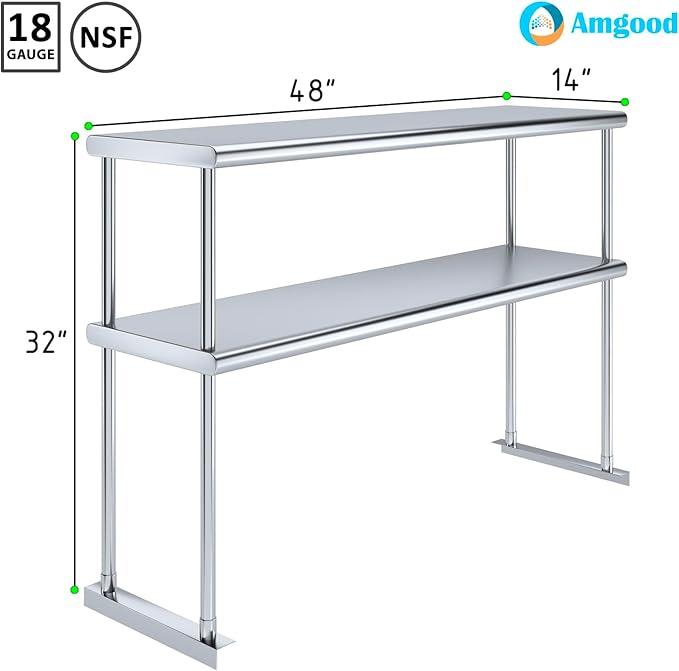 AmGood Double OverShelf Stainless Steel NSF - Many (48
