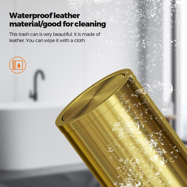 30L/8GAL Gold Brass Kitchen Trash Can,Tall Commercial Garbage can，Large Capacity FILP lid Trash can for Kitchen,Shopping mall,Elevator gate,Airport, Hotel,Commercial (Gold)