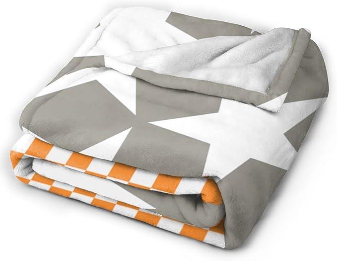 HGOD DESIGNS Tennessee Throw Blanket Ultra Soft Warm All Season Tennessee Orange Grey Star Flag Decorative Fleece Blankets for Bed Chair Car Sofa Couch Bedroom 50