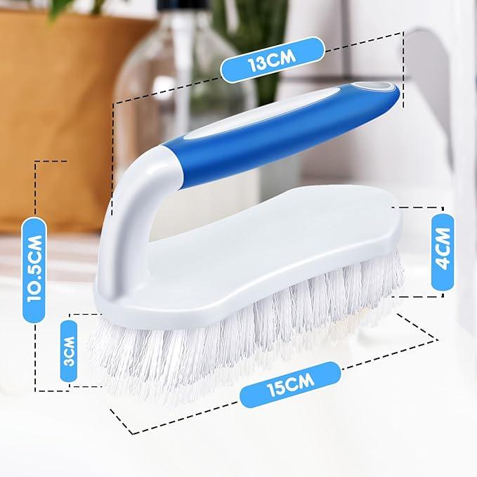 Lallisa 12 Pcs Scrub Brush for Cleaning with Handle Comfortable to Grip Heavy-Duty Flexible Stiff Bristles Scrubber Brushes Bulk for Shower Bathroom Carpet Kitchen Floor Tiles (Blue)