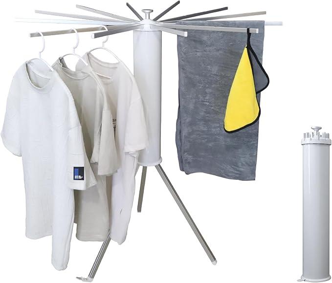Clothes Drying Rack Tripod, Portable & Foldable Laundry Hanger Dryer - Aluminum, 12 Rods