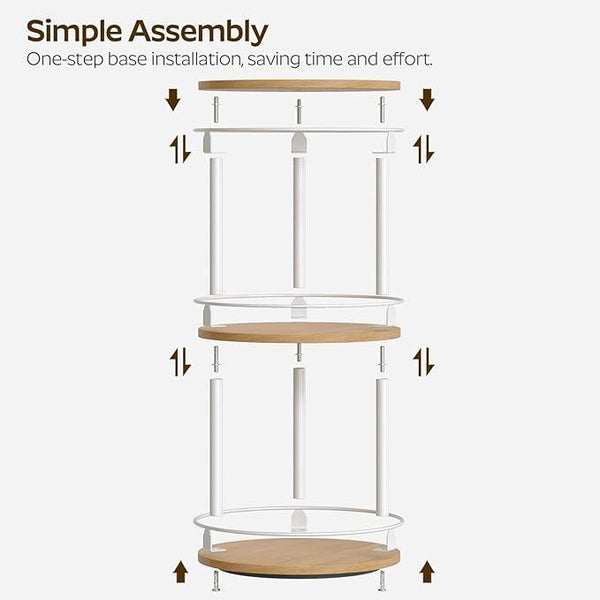 3-Tier Lazy Susan Organizer, Rotating Spice Rack, Spinning Organizer, Industrial Turntable Spice Rack Organizer for Cabinet, Kitchen Countertop, Pantry, White and Natural SR23WN