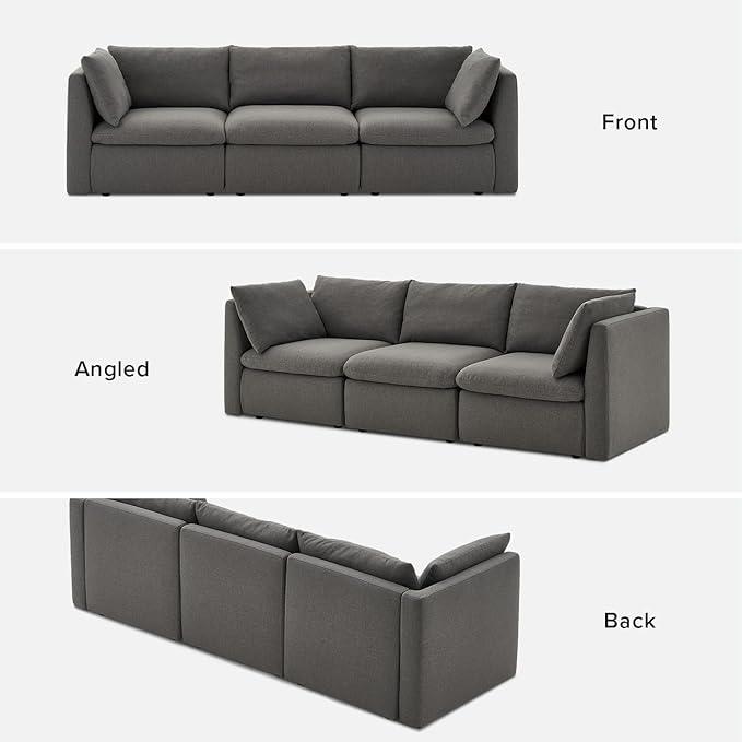 mopio Oversized Modular Sectional Sofa with Fully Removable Covers and Storage, Convertible U, L-Shaped and Sleeper Sectional, Modern Couches with Ottoman Chaise (Stone Gray Fabric, 3 Seater)