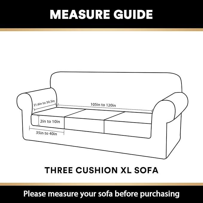 PrinceDeco Velvet Stretch Couch Cushion Cover Soft Cushion Slipcover for Chair Loveseat Sofa Cushion Furniture Protector Seat Cushion Sofa Cover (3 Piece XL Sofa Cushion Covers, Taupe)