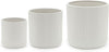 Amazon Basics Assorted Sizes Fluted Ceramic Round Indoor Outdoor Planters with Drainage, Set of 3, Modern Design, 6-Inch, 8-Inch, 10-Inch, White