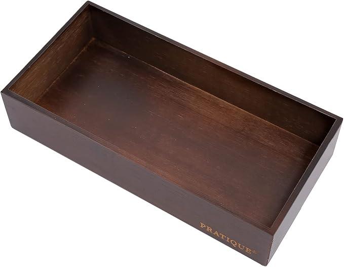 Bamboo Drawer Organizer - Kitchen Utensil Organizer Silverware Tray Cutlery Holder，Office Desk Supplies and Accessories,12 * 5.9 * 2.6,Nut-brown