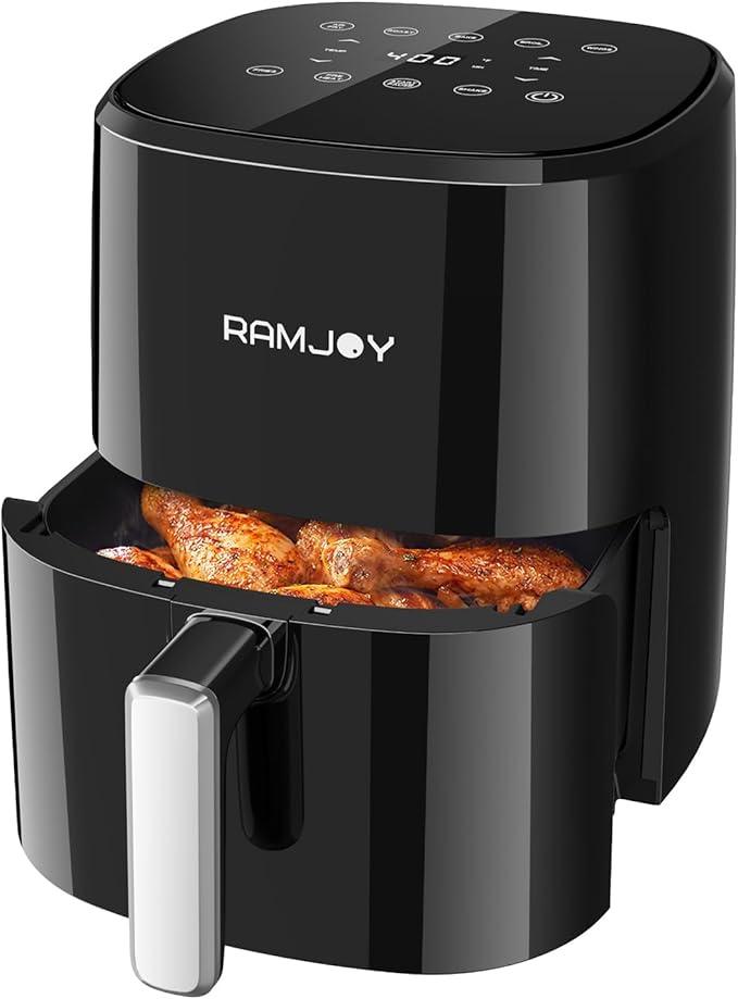 Air Fryer 3.8 Quarts for 1-2 people, 8-in-1 Functions, Air Fry, Roast, Bake, Broil, Preheat, Shake, Digital Small Air Fryer, Nonstick Dishwasher-Safe Basket, Compact Air Fryers, Black