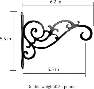 N+A Sunshine Iron Metal Hanging Planter Bracket, 2 Pack Wall Hooks for Hanging Birds Feeders, Latern, Wind Chimes, Coat, Decorative Indoor Outdoor (Black)