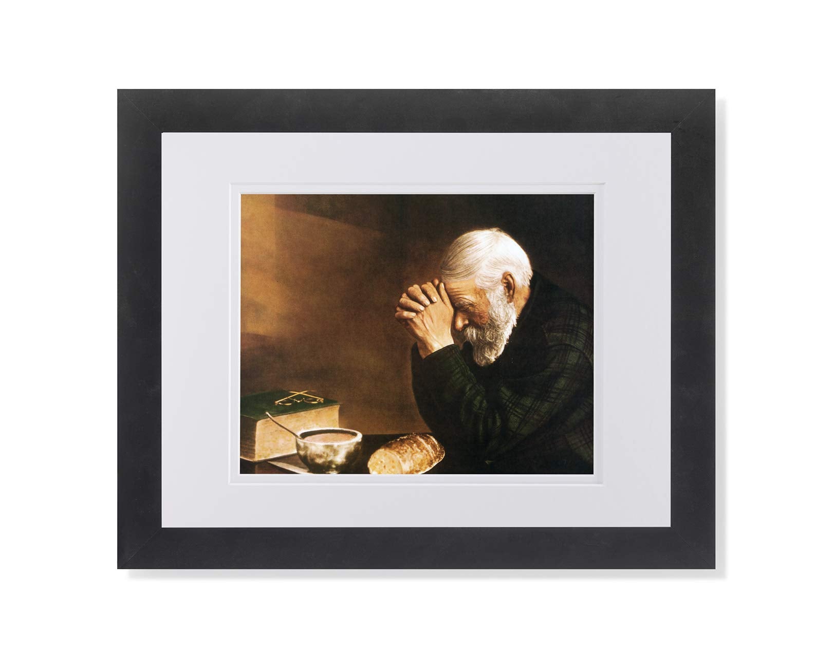 Religious Wall Art – Daily Bread Prayer Print With Black Wood Frame, Double Matted
